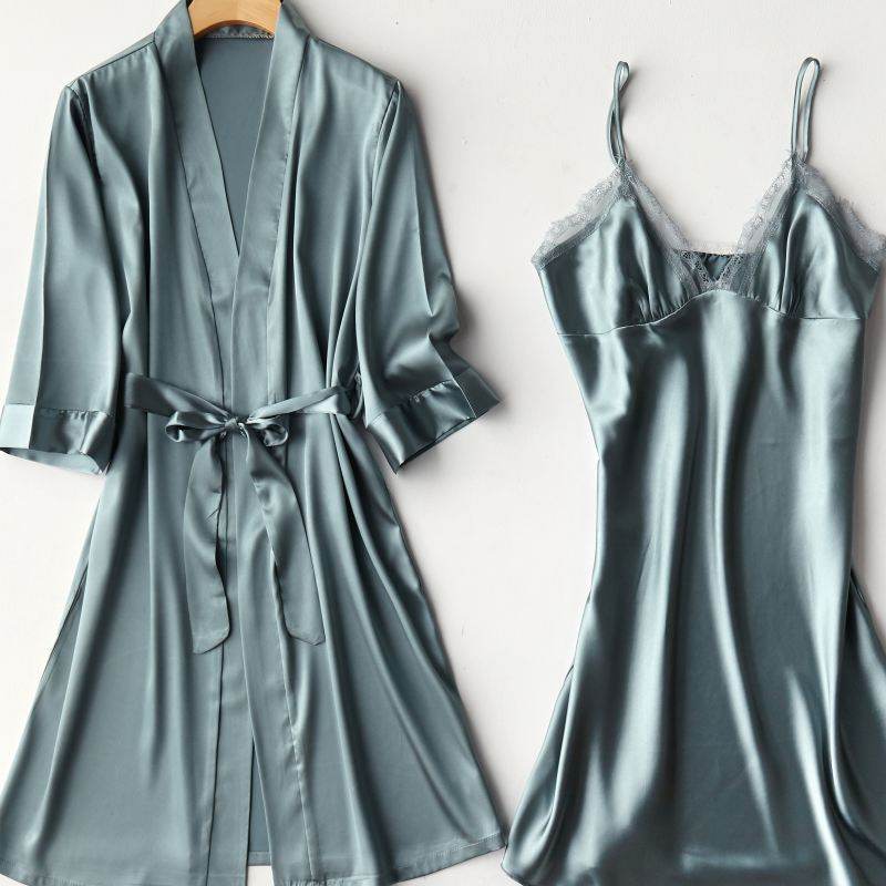 Two-piece suspender nightgown - Mubimart