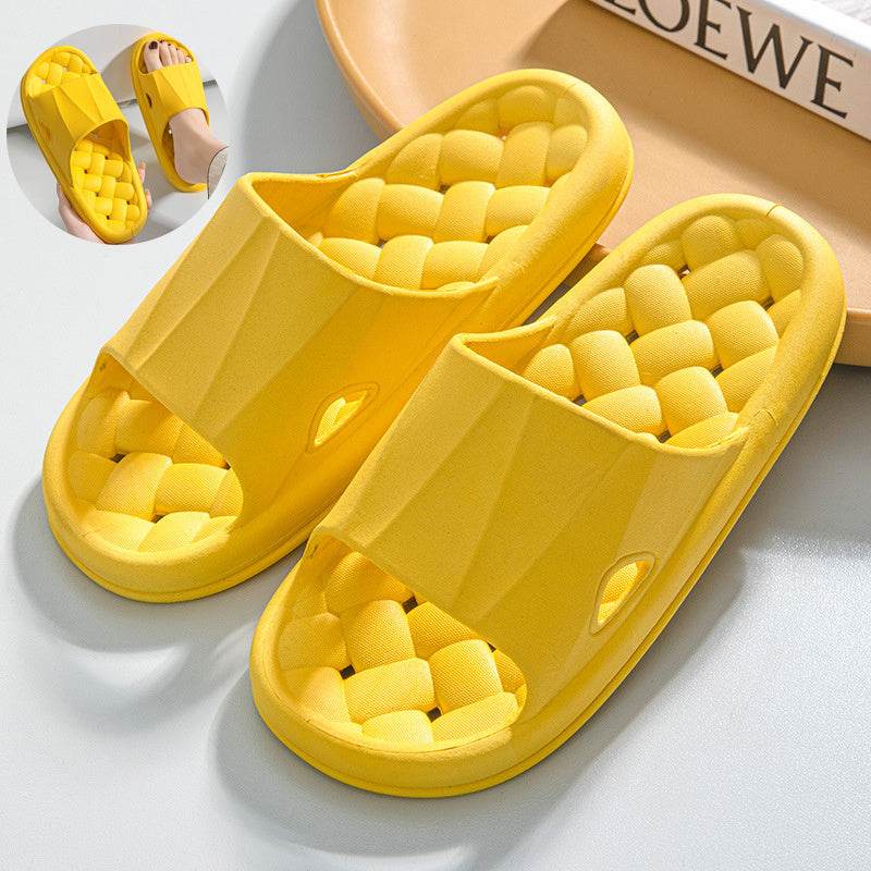 New Woven Texture Non-slip Slippers For Women Summer Indoor Floor Bathroom Home Slipper Men House Shoes - Mubimart