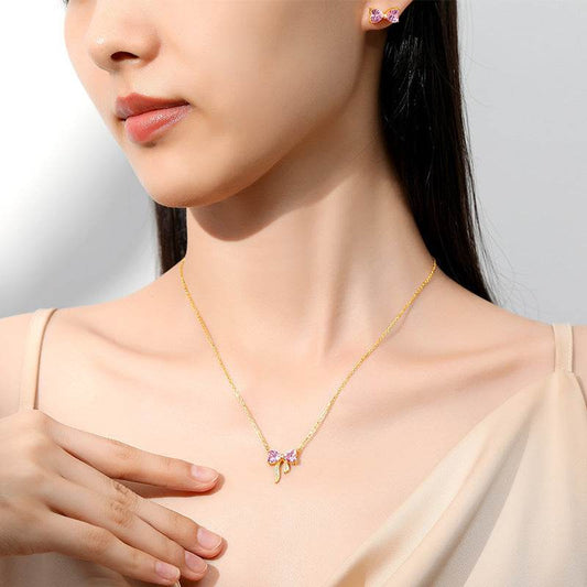 Bow Zircon Stud Earrings For Women - Mubimart