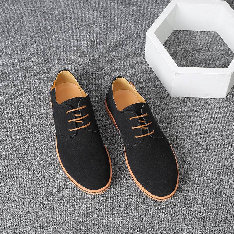 Spring suede men's shoes leather casual oxford shoes - Mubimart