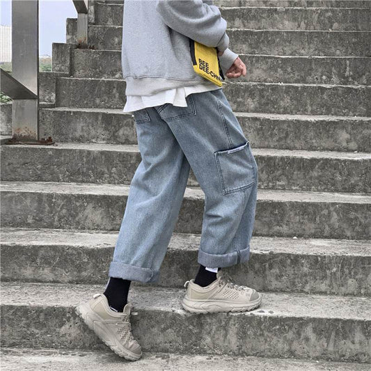 Straight-leg cargo jeans - Mubimart