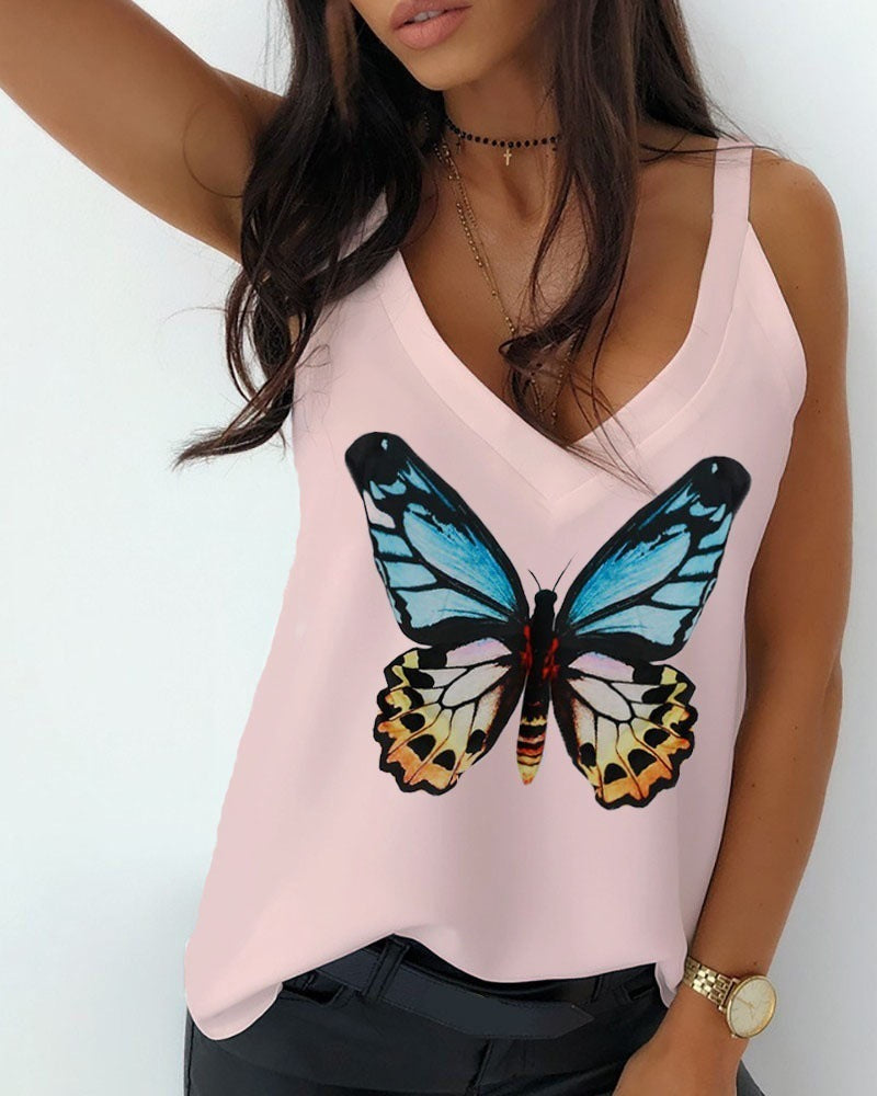 Loose butterfly camisole - Mubimart - Camisole 