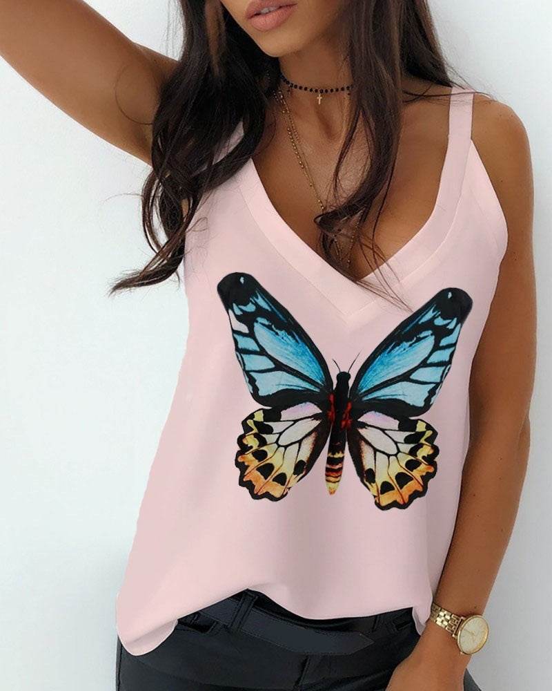 Loose butterfly camisole - Mubimart