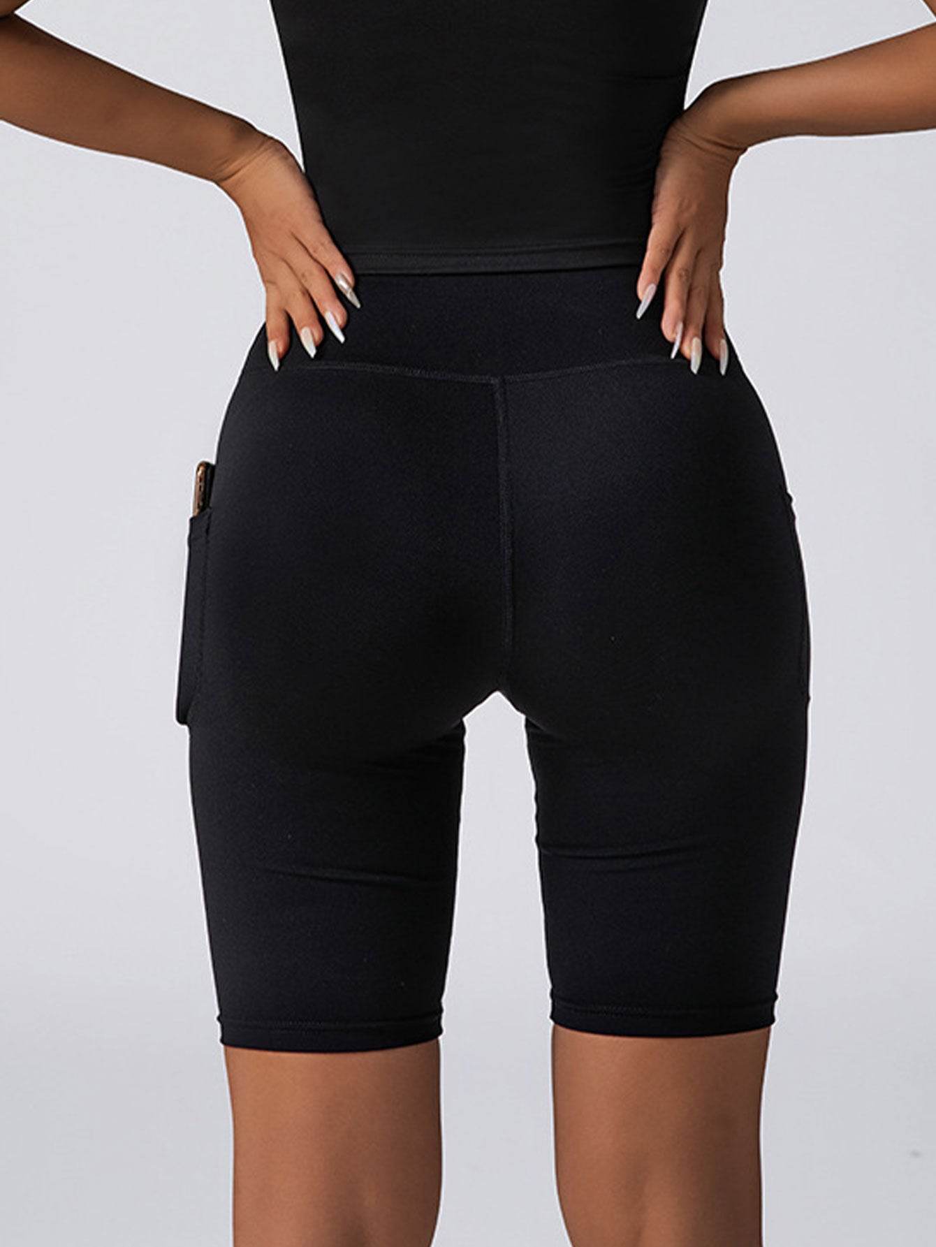 Biker Shorts Women Tummy Control No Seam High Waist Yoga Gym Workout Running Volleyball Shorts With Pockets - Mubimart