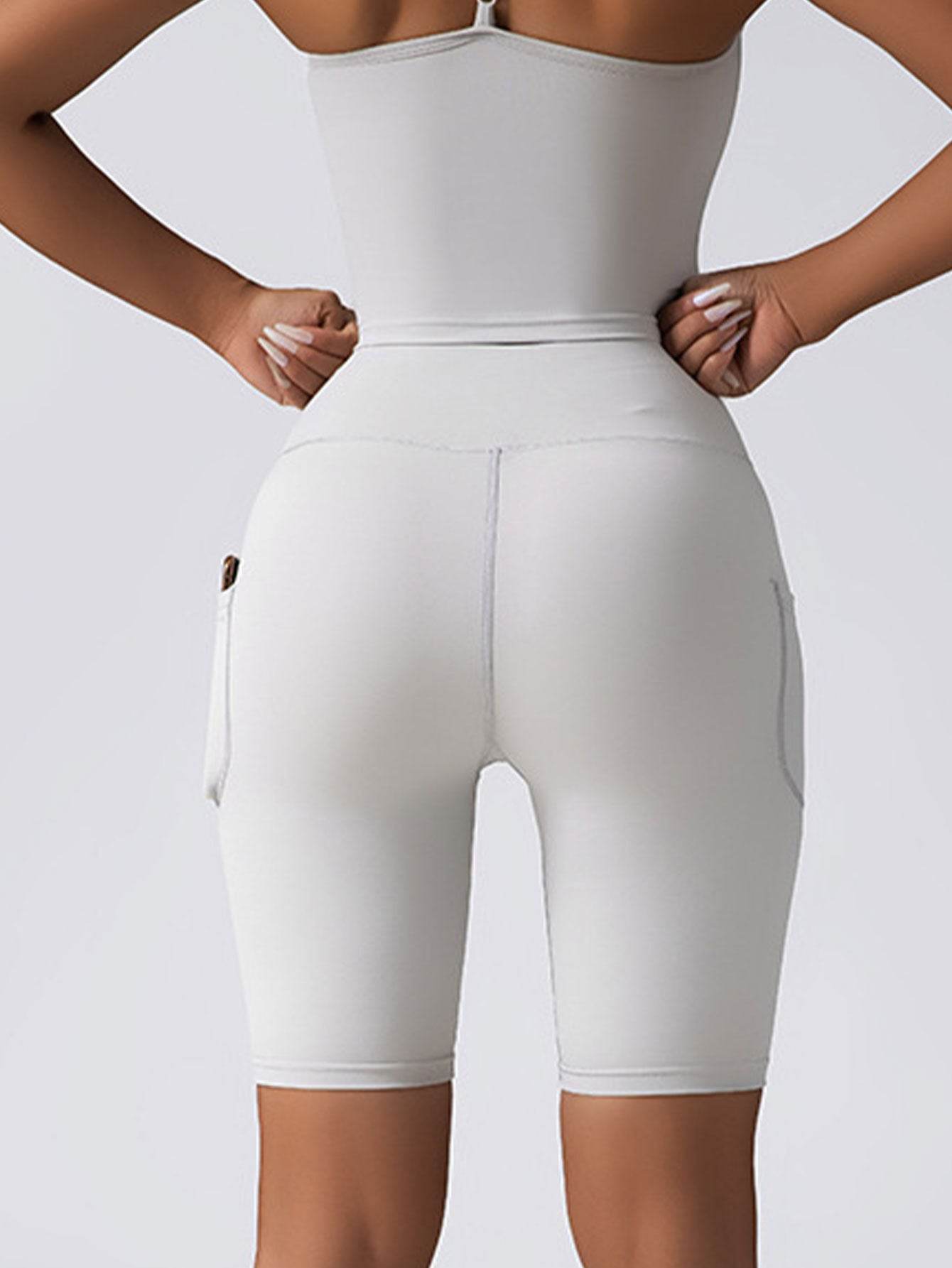 Biker Shorts Women Tummy Control No Seam High Waist Yoga Gym Workout Running Volleyball Shorts With Pockets - Mubimart
