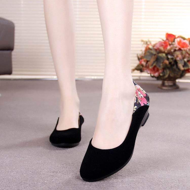 Cloth shoes wedge heel low heel work shoes soft bottom mother shoes - Mubimart