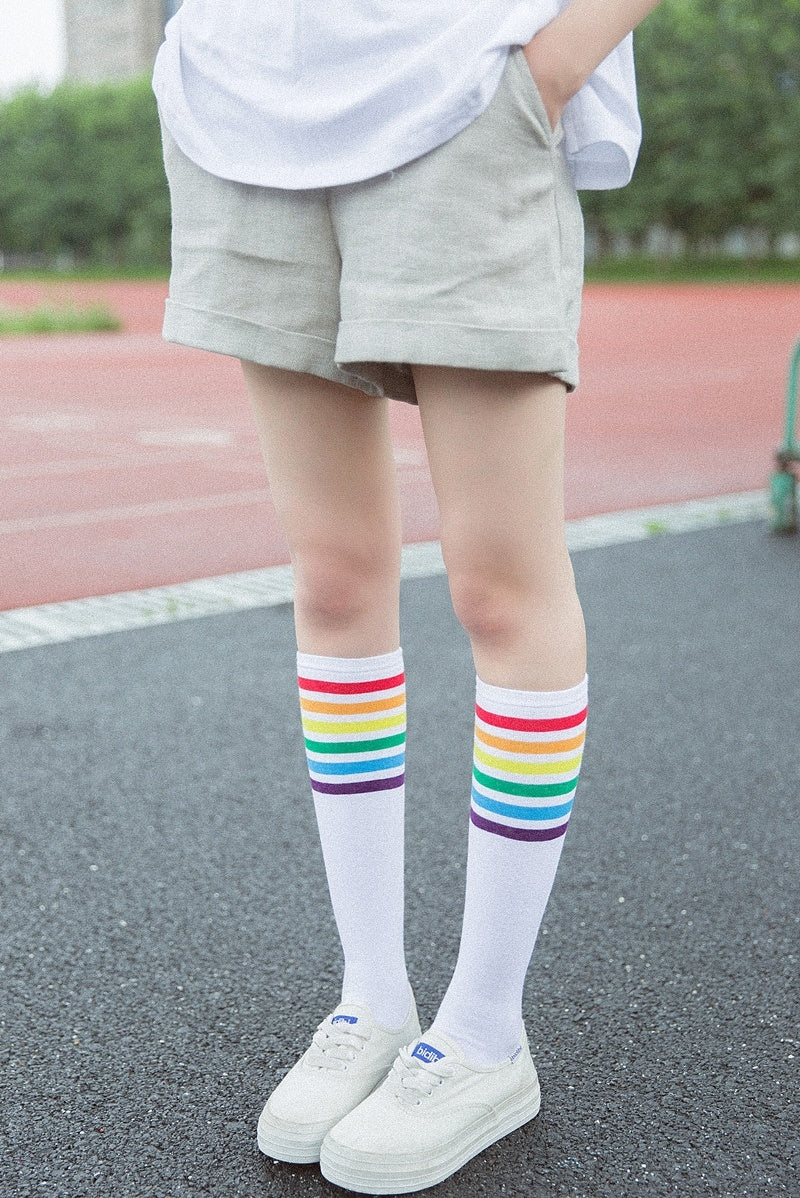 Calf socks stripe movement and knee high hose - Mubimart -  