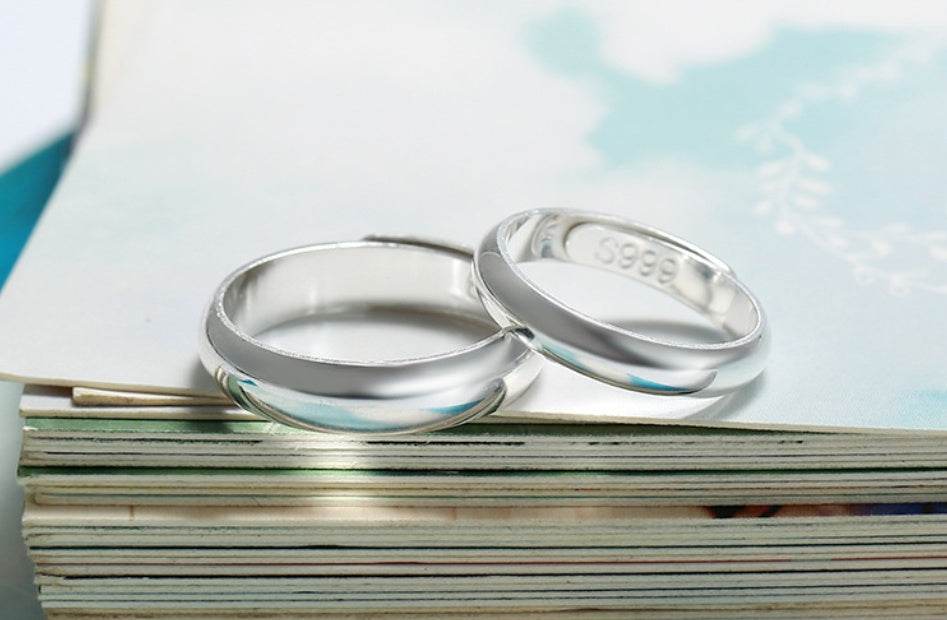 Glossy Ring Simple Men's Silver Ring - Mubimart
