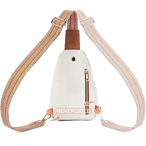 Schultertasche für Damen, Umhängetasche, Bauchtasche für Damen, Sling-Brusttasche aus Leder mit verstellbarem Riemen, Beige/Braun