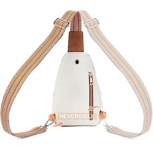 Sling Bag For Women Crossbody Fanny Packs For Women Leather Sling Chest Bag With Adjustable Strap Beige Brown - Mubimart
