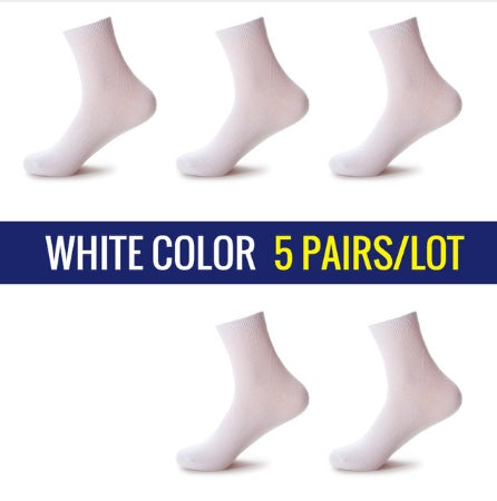 5 Pairs High Quality Casual Men's Business Socks For Men Cotton Brand Crew Autumn Winter Black White Socks - Mubimart -  