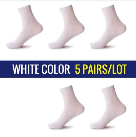 5 Pairs High Quality Casual Men's Business Socks For Men Cotton Brand Crew Autumn Winter Black White Socks - Mubimart
