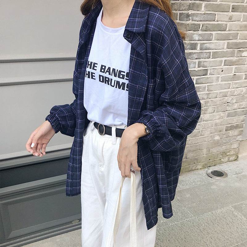 Blouses Plaid Shirt - Mubimart
