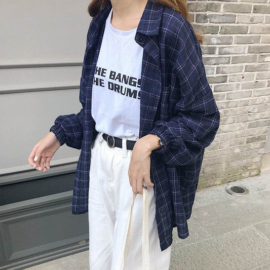 Blouses Plaid Shirt - Mubimart