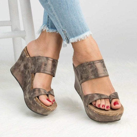 Wedge Flip-Flop Sandals - Mubimart