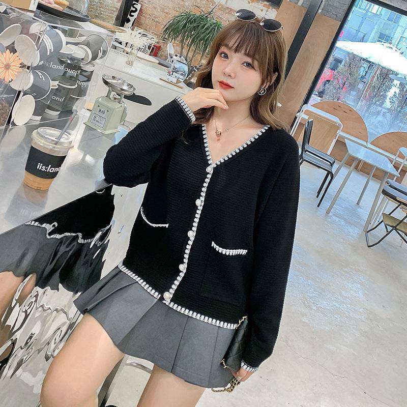 Knit sweater retro temperament blouse cardigan women - Mubimart
