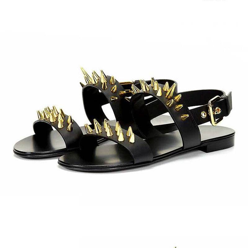 Summer Men Shoes Designer's Genuine Leather Men Sandalias Zapatos Mujer Rome Rock Fashion Mens Sandal Shoes - Mubimart