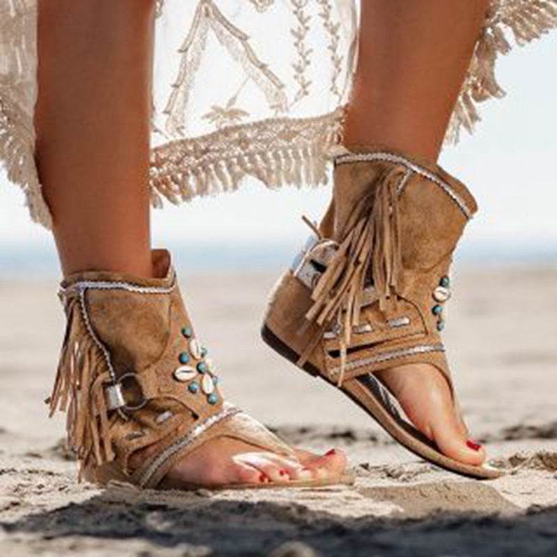 Beaded Roman sandals women - Mubimart