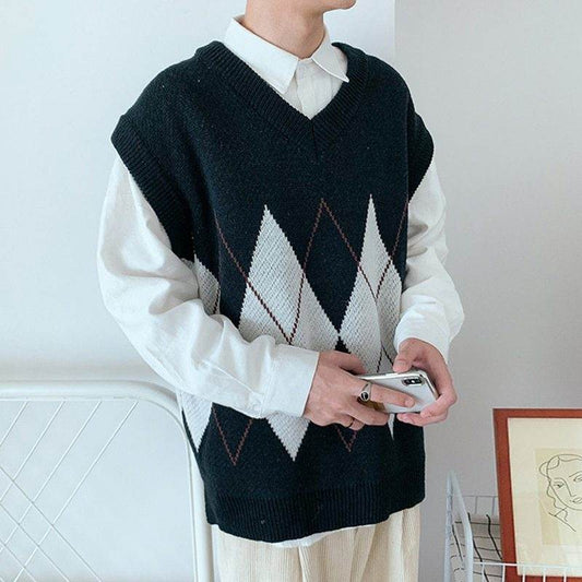 V-neck all-match coat sweater vest - Mubimart