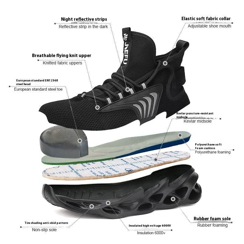Labor Protection Steel Toe Cap Anti-smashing And Anti-penetration Medium Boots - Mubimart