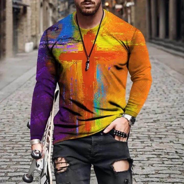 Mens Letter Crew Neck Slim Fit Casual Print T Shirt - Mubimart