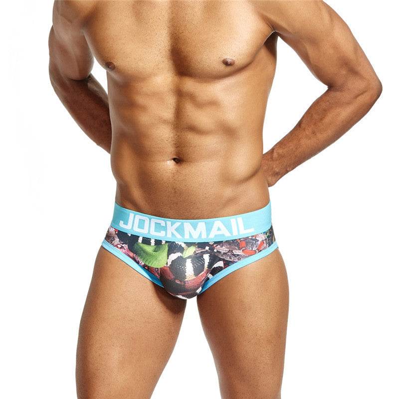 Men's Low Waist Printed Briefs - Mubimart