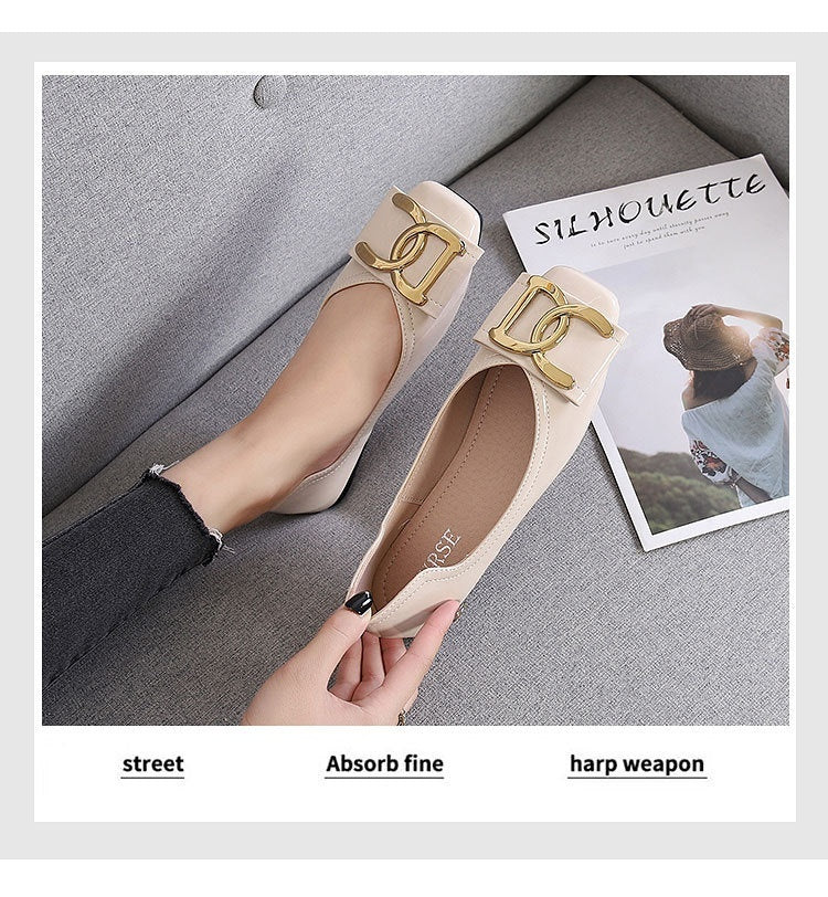 Flat Female Square Toe Low-cut Low Heel Work Casual Women's Shoes