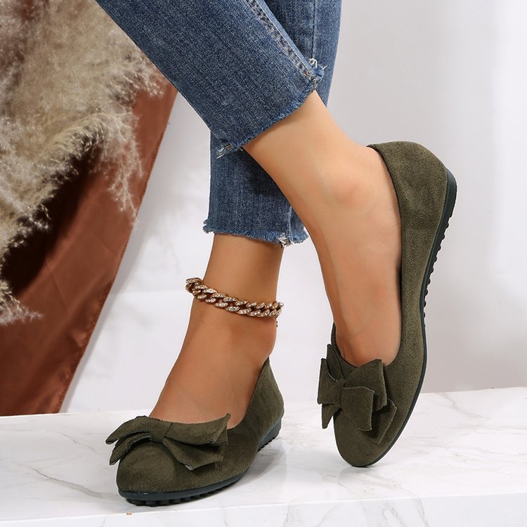 Modische flache Schuhe mit Schleife, lässige Loafer mit runder Spitze, gemütliche Schuhe für Damen