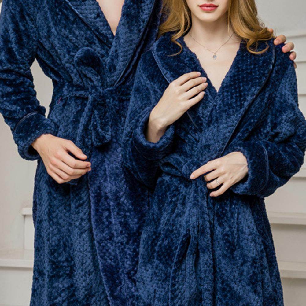 Winter Sleep Bath Robe Women Men Warm Fleece Robes - Mubimart