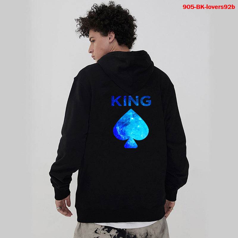 Women Hoodies King Queen Printed Sweatshirt Lovers - Mubimart
