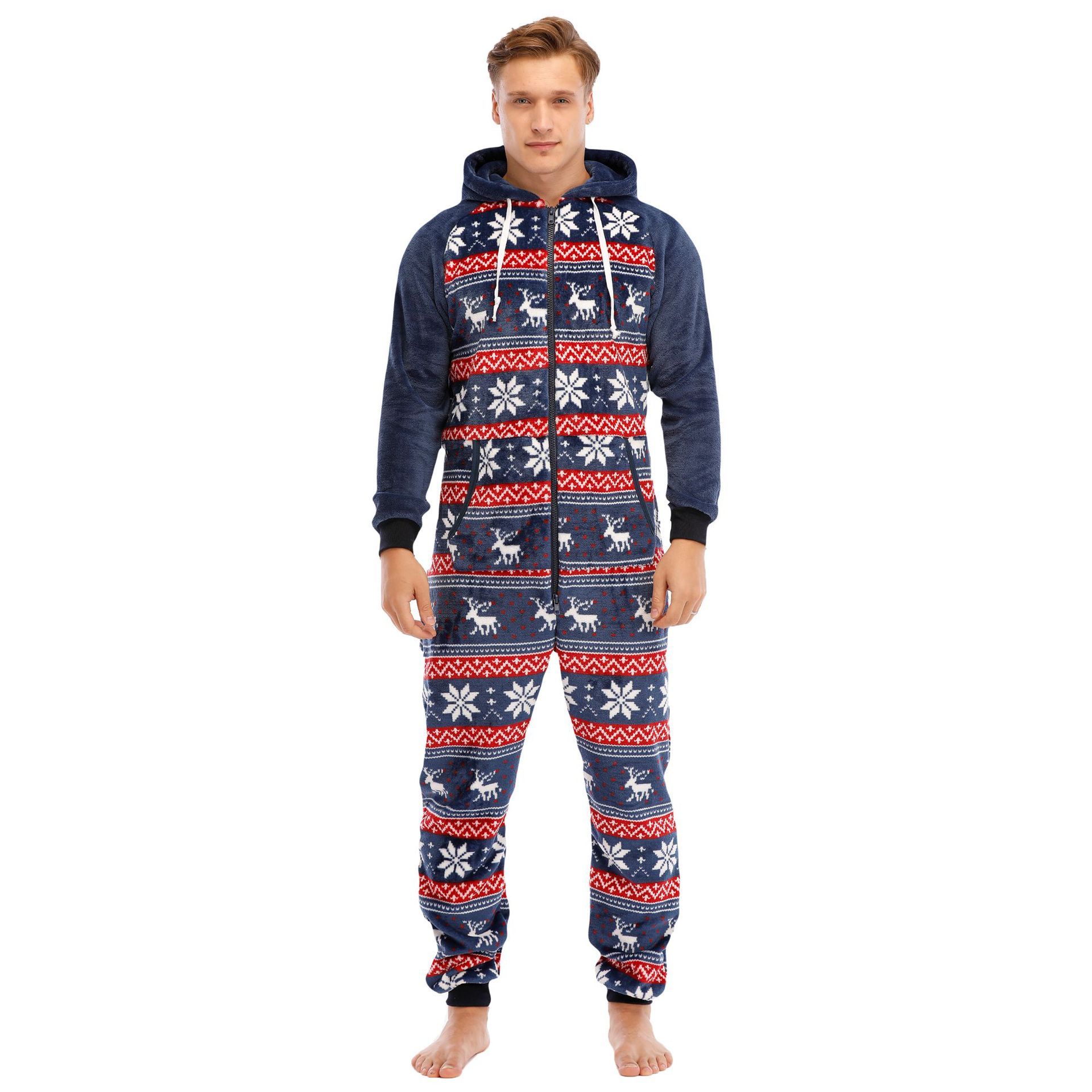 Men's Flannel Christmas One Piece Pajamas Loungewear - Mubimart -  