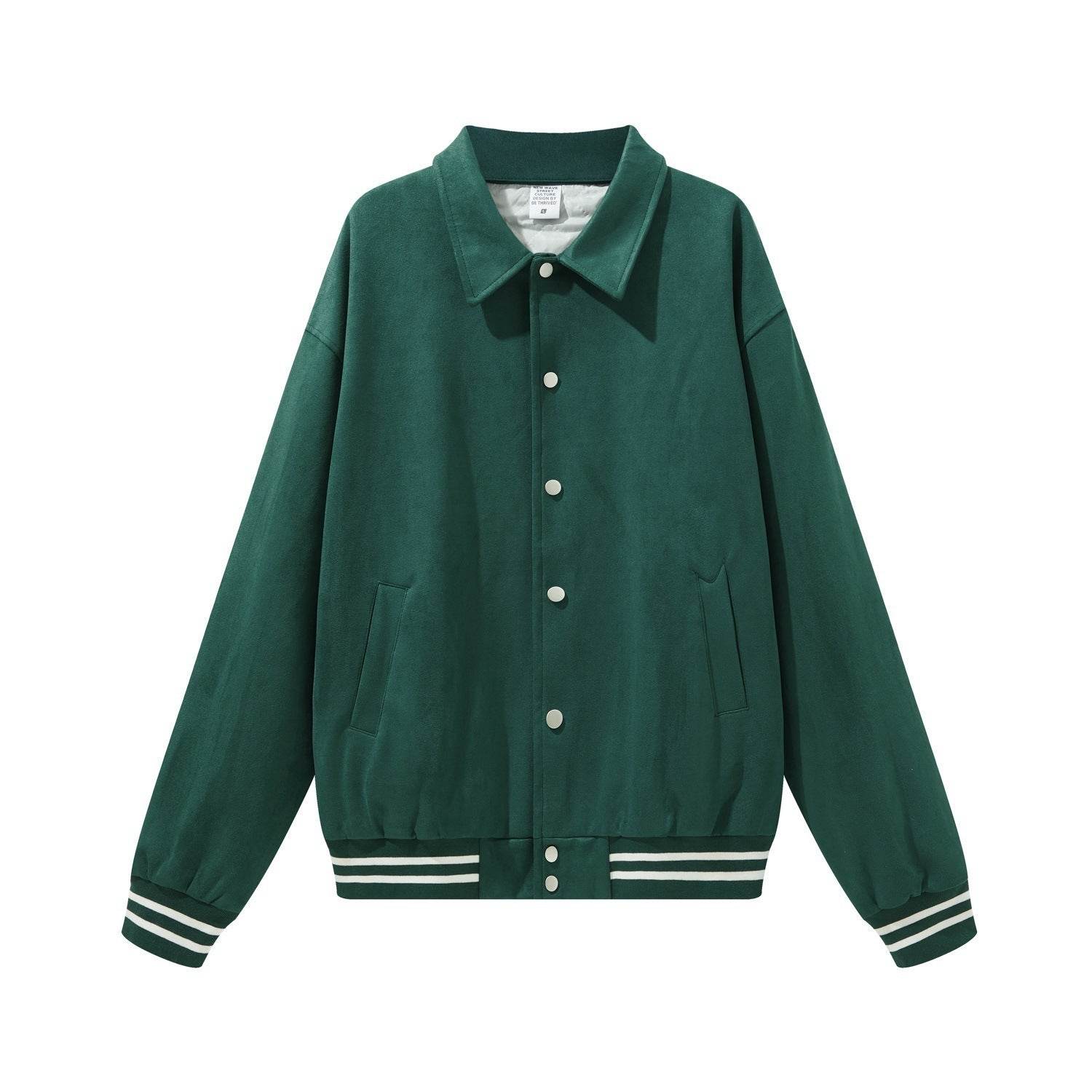 Fashion Loose Suede Lapel Jacket Bomber - Mubimart