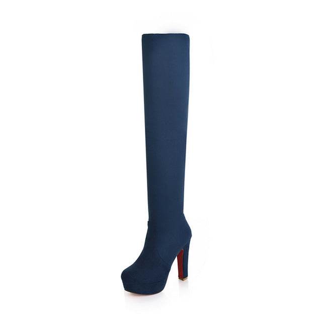 Waterproof platform over the knee boots - Mubimart