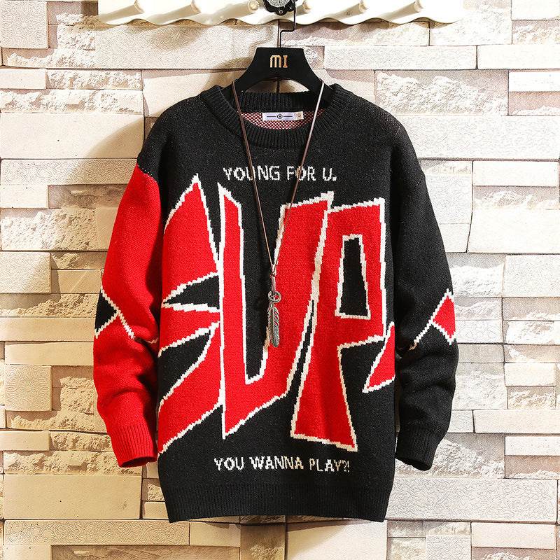 Men's sweater pullover print knit sweater - Mubimart