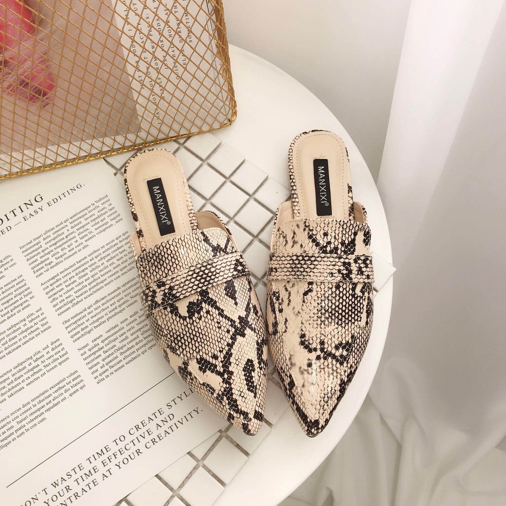 Pointed-toe baotou mules shoes cool half drag - Mubimart