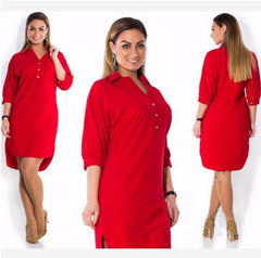 Irregular plus size shirt dress - Mubimart - Shirt Dress 