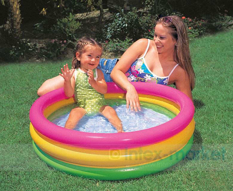 Fluorescent three-ring inflatable pool ball pool - Mubimart