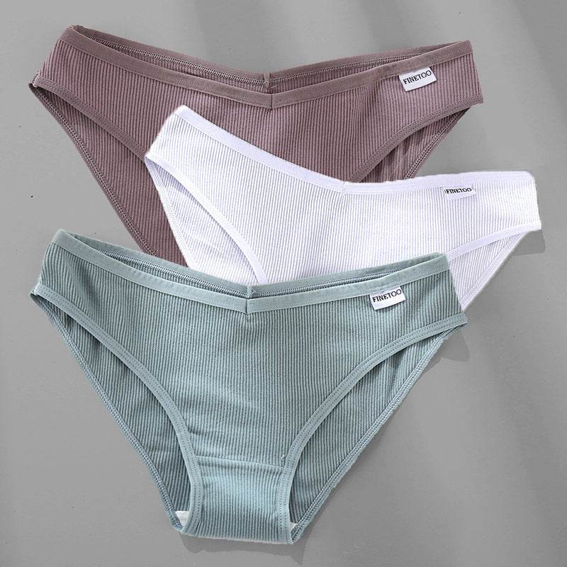 3PCS M-4XL Cotton Panties Female Underwear Sexy Women Briefs - Mubimart