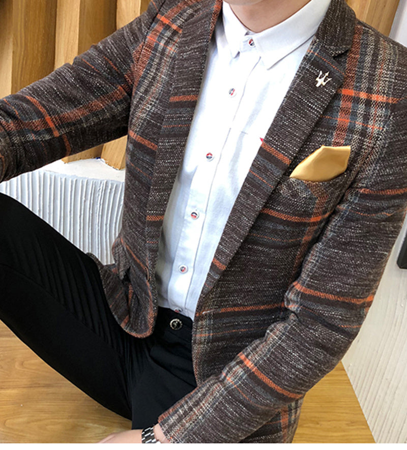 Heren Blazer Slim Fit Ontwerpen Heren Plaid Blazer