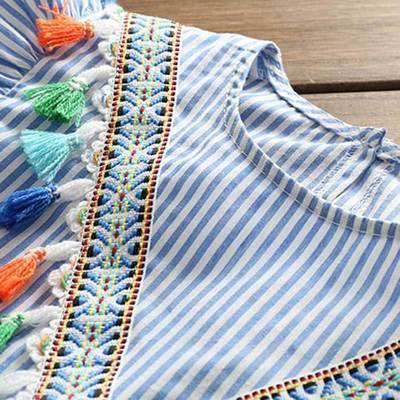 Fringed tunic with wood ears - Mubimart
