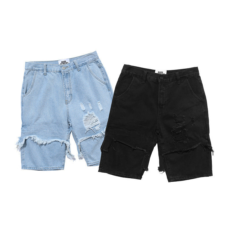 Zerrissene gerade Jeansshorts für Herren 