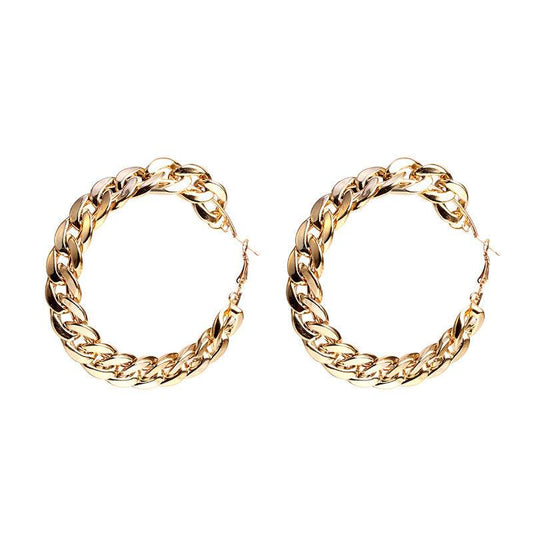 Chain alloy hoop earrings - Mubimart