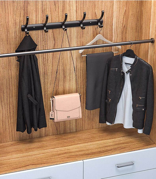 Hooks Aluminum Coat Clothes Door 4-6 Holder Rack Key Hooks Wall Mounted Hanger - Mubimart