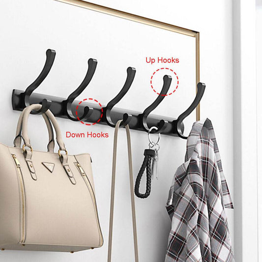 Hooks Aluminum Coat Clothes Door 4-6 Holder Rack Key Hooks Wall Mounted Hanger - Mubimart