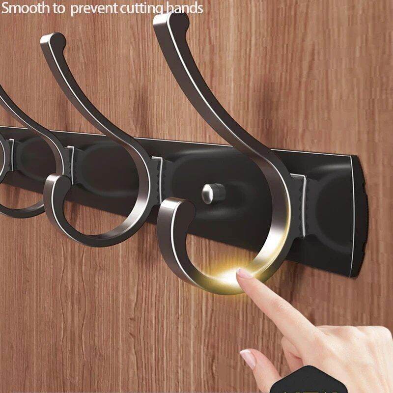 Hooks Aluminum Coat Clothes Door 4-6 Holder Rack Key Hooks Wall Mounted Hanger - Mubimart