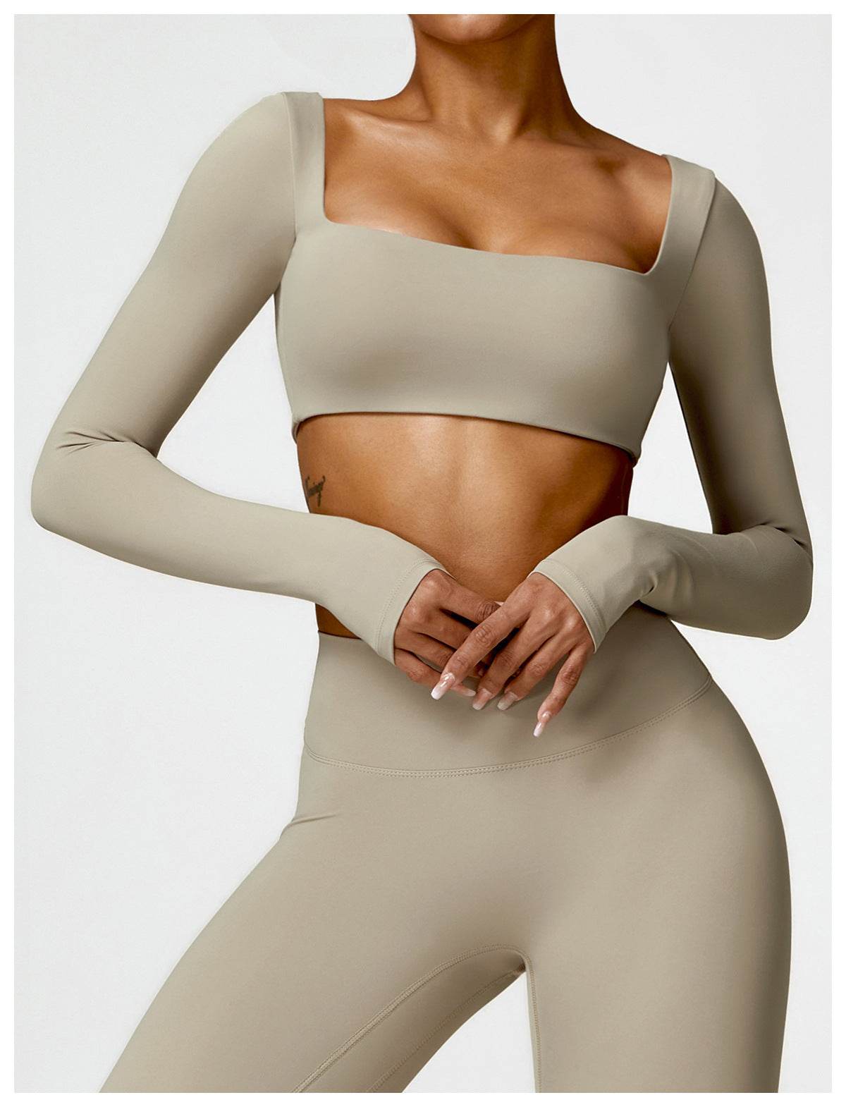Women's Tight Long Sleeve Yoga Wear Running Workout T-shirt Top - Mubimart