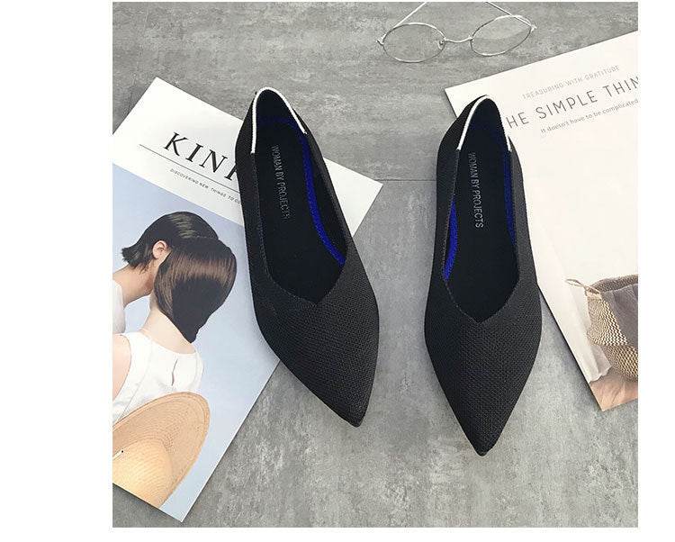 Women's shallow pointed toe flat shoes - Mubimart