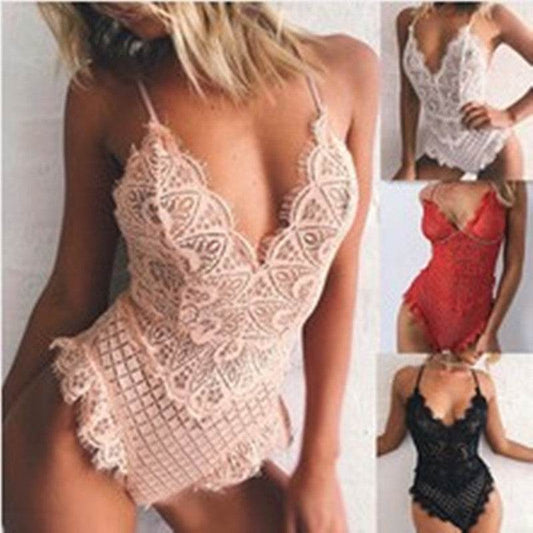 Lace stitching bodysuit - Mubimart