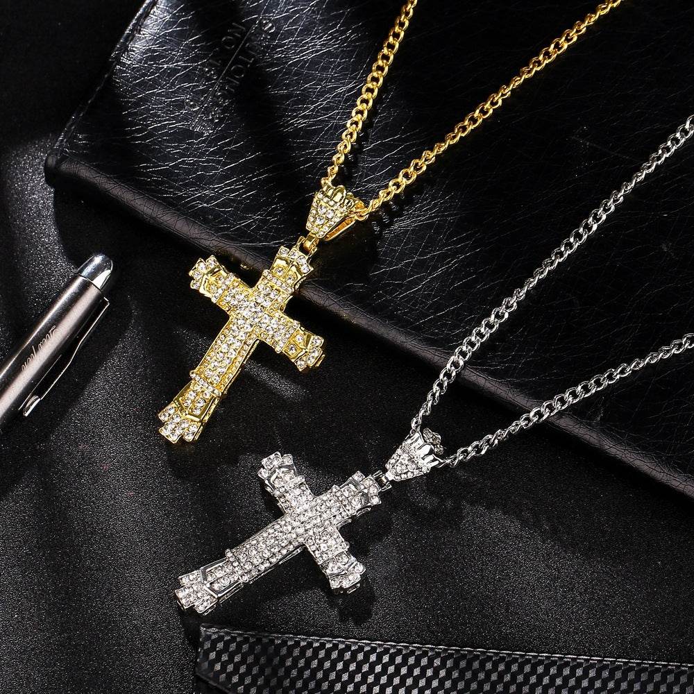 Iced Out Mens Cross Necklace - Mubimart