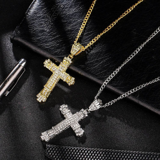 Iced Out Mens Cross Necklace - Mubimart